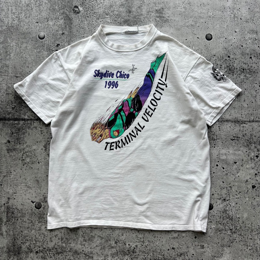 Vintage Skydive T-Shirt Mens Large White Terminal Velocity Hardcore Adrenaline